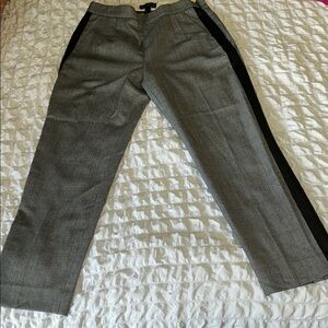 J.CREW Martie Pants Wool Faux Leather Tux Stripe Plaid Houndstooth Gray Size 2